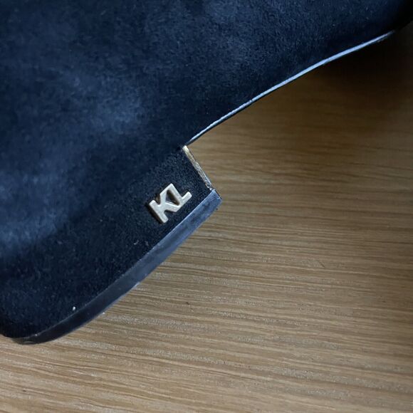 Women's Karl Lagerfeld Size 7.5 Black Suede Tassel Loafer Shoes Flats - Picture 4 of 7